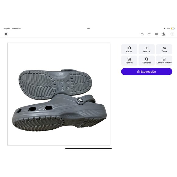 Classic Crocs Gray Unisex Clogs W/ Adjustable Back Strap Lightweight Water-Resis - Picture 10 of 10